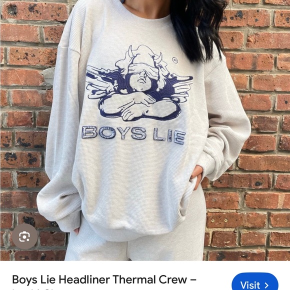Boys Lie Other - Boys Lie Cream and Blue Crewneck Sweater